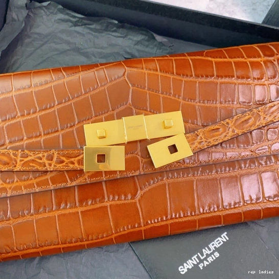 Repladies REP YSL CROCODILE-EMBOSSED MANHATTAN CLUTCH IN LEATHER 0712